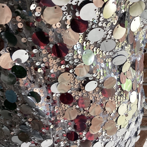 Sequin Chain Strap Mini Dress (Silvery Grey) - Picture 12 of 14